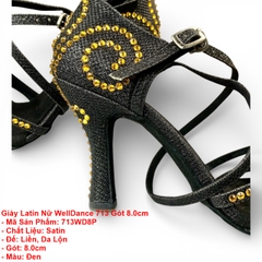 Giày Latin Nữ WellDance 713 Gót 8.0cm (713WD8P) - Đen
