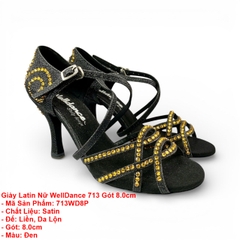 Giày Latin Nữ WellDance 713 Gót 8.0cm (713WD8P) - Đen