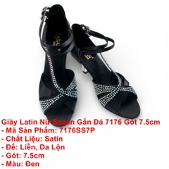 Giày Latin Nữ Sasan Gắn Đá 7176 Gót 7.5cm (7176SS7P) - Đen