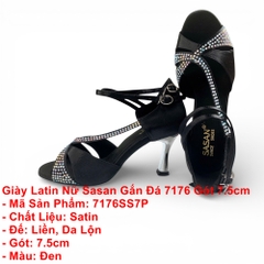 Giày Latin Nữ Sasan Gắn Đá 7176 Gót 7.5cm (7176SS7P) - Đen