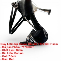 Giày Latin Nữ Sasan Gắn Đá 7176 Gót 7.5cm (7176SS7P) - Đen