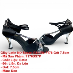 Giày Latin Nữ Sasan Gắn Đá 7176 Gót 7.5cm (7176SS7P) - Đen