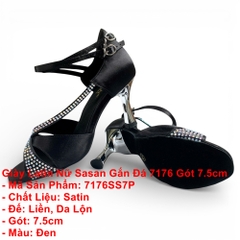 Giày Latin Nữ Sasan Gắn Đá 7176 Gót 7.5cm (7176SS7P) - Đen