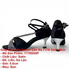 Giày Latin Nữ Sasan Gắn Đá 7176 Gót 5.5cm (7176SS5P) - Đen