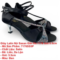 Giày Latin Nữ Sasan Gắn Đá 7176 Gót 5.5cm (7176SS5P) - Đen