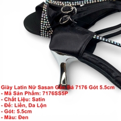 Giày Latin Nữ Sasan Gắn Đá 7176 Gót 5.5cm (7176SS5P) - Đen