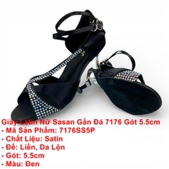 Giày Latin Nữ Sasan Gắn Đá 7176 Gót 5.5cm (7176SS5P) - Đen