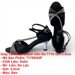 Giày Latin Nữ Sasan Gắn Đá 7176 Gót 5.5cm (7176SS5P) - Đen