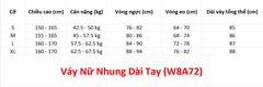 (WJJDance) Váy Nữ Nhung Dài Tay (W8A72) - Đen + Size