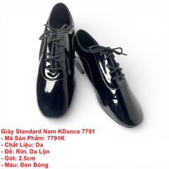 Giày Standard Nam KDance 7791, Đế Rời (7791K) - Đen Bóng