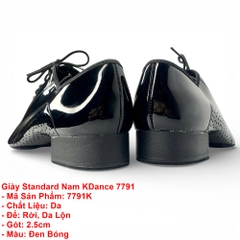Giày Standard Nam KDance 7791, Đế Rời (7791K) - Đen Bóng