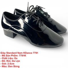 Giày Standard Nam KDance 7791, Đế Rời (7791K) - Đen Bóng