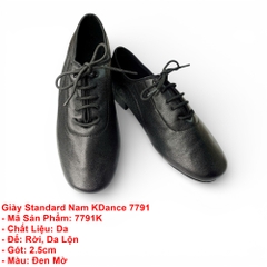 Giày Standard Nam KDance 7791, Đế Rời (7791K) - Đen Mờ
