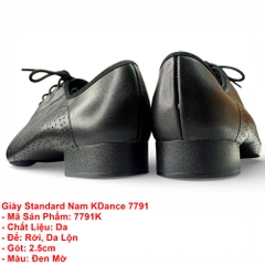 Giày Standard Nam KDance 7791, Đế Rời (7791K) - Đen Mờ