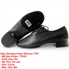 Giày Standard Nam KDance 7791, Đế Rời (7791K) - Đen Mờ