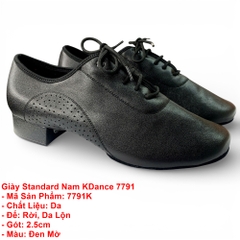 Giày Standard Nam KDance 7791, Đế Rời (7791K) - Đen Mờ