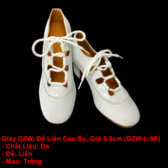 Giày DZW, Đế Liền Cao Su, Gót 5.5cm (DZW-L-5P) - Màu Trắng