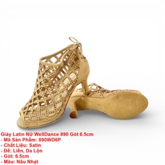 Giày Latin Nữ WellDance 890 Gót 6.5cm (890WD6P) - Nâu Nhạt