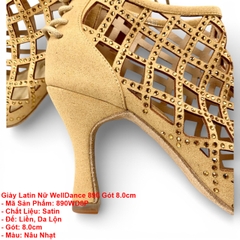 Giày Latin Nữ WellDance 890 Gót 8.0cm (890WD8P) - Nâu Nhạt