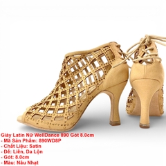 Giày Latin Nữ WellDance 890 Gót 8.0cm (890WD8P) - Nâu Nhạt