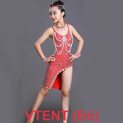 Váy Bé Gái Liền Thân Ngọc Trai (VTENT) - Đỏ + Size