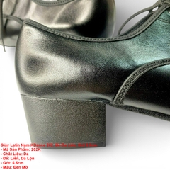 Giày Latin Nam KDance 202, Đế Da Liền, Gót 5.5cm (202K) - Đen Mờ