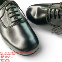 Giày Latin Nam KDance 202, Đế Da Liền, Gót 5.5cm (202K) - Đen Mờ