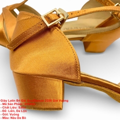 Giày Latin Bé Gái SoulDancer 2358 Gót Vuông (2358SD) - Nâu Da Bò