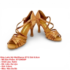Giày Latin Nữ WellDance 9712 Gót 8.0cm (9712WD8P) - Nâu Da Bò