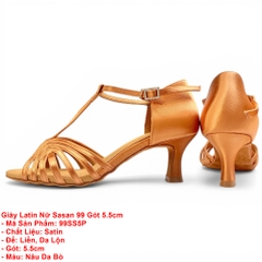 Giày Latin Nữ Sasan 99 Gót 5.5cm (99SS5P) - Nâu Da Bò