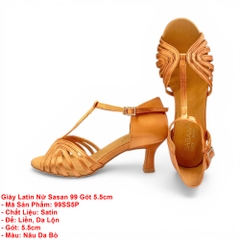 Giày Latin Nữ Sasan 99 Gót 5.5cm (99SS5P) - Nâu Da Bò