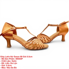 Giày Latin Nữ Sasan 99 Gót 5.5cm (99SS5P) - Nâu Da Bò