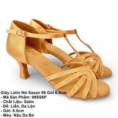 Giày Latin Nữ Sasan 99 Gót 6.5cm (99SS6P) - Nâu Da Bò
