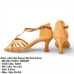 Giày Latin Nữ Sasan 99 Gót 6.5cm (99SS6P) - Nâu Da Bò