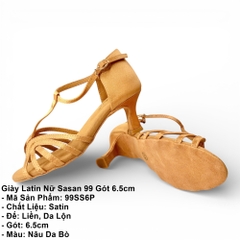Giày Latin Nữ Sasan 99 Gót 6.5cm (99SS6P) - Nâu Da Bò