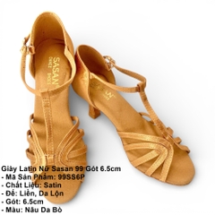 Giày Latin Nữ Sasan 99 Gót 6.5cm (99SS6P) - Nâu Da Bò