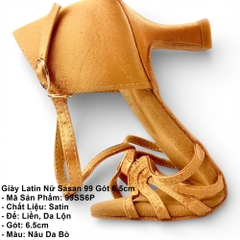 Giày Latin Nữ Sasan 99 Gót 6.5cm (99SS6P) - Nâu Da Bò