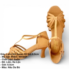 Giày Latin Nữ Sasan 99 Gót 6.5cm (99SS6P) - Nâu Da Bò
