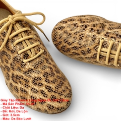 Giày Tập KDance Lông Ngựa DL Gót 3.5cm (DL3P) - Da Báo Lưới