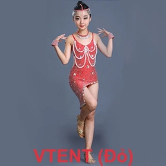 Váy Bé Gái Liền Thân Ngọc Trai (VTENT) - Đỏ + Size