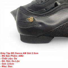 Giày Tập BD Dance AM Gót 2.5cm (AM2) - Đen
