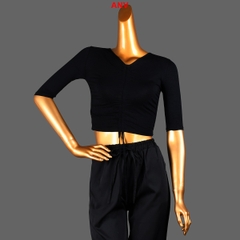 (ANV) Áo Nữ Cộc Tay Dây Rút - Đen + Size