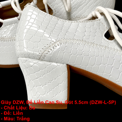 Giày DZW, Đế Liền Cao Su, Gót 5.5cm (DZW-L-5P) - Màu Trắng