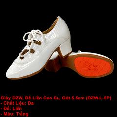 Giày DZW, Đế Liền Cao Su, Gót 5.5cm (DZW-L-5P) - Màu Trắng