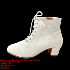 Boot Hoa Văn KDance, Đế Liền, Đế Cao Su, Gót 5.5cm (BootHV5P) - Trắng