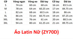 (Doubl) Áo Latin Nữ (ZY70D) - Đen + Size