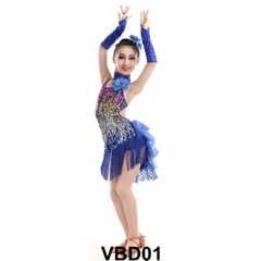 Váy Bé Gái Biểu Diễn (VBD01) - Xanh Nước Biển + Size