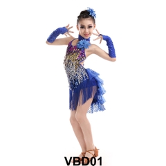 Váy Bé Gái Biểu Diễn (VBD01) - Xanh Nước Biển + Size
