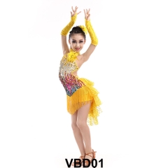 Váy Bé Gái Biểu Diễn (VBD01) - Vàng + Size