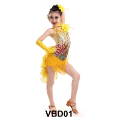 Váy Bé Gái Biểu Diễn (VBD01) - Vàng + Size